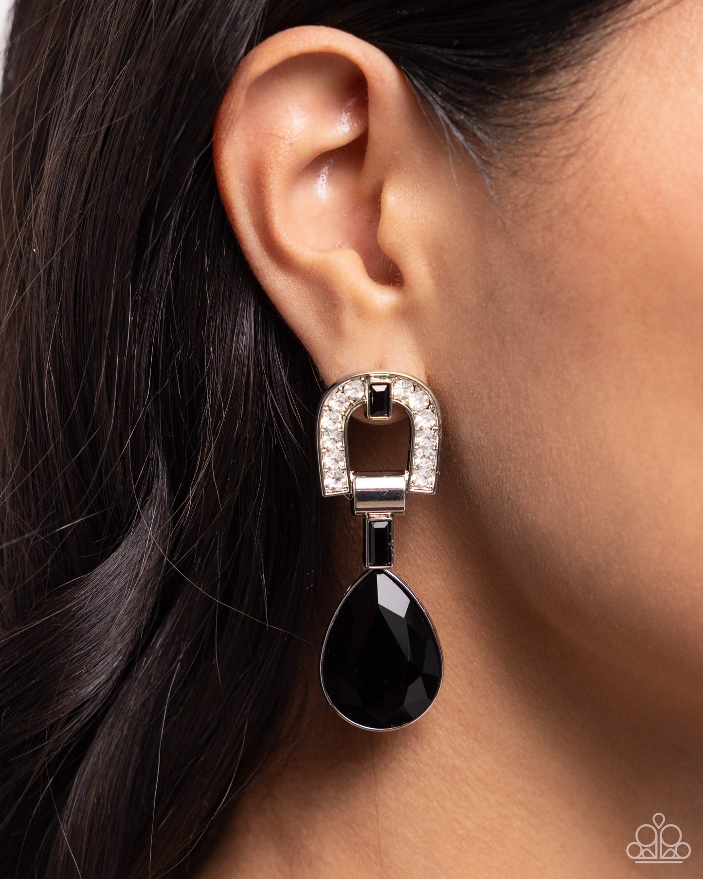 In ARCHING Order - Black Post Earrings - Paparazzi Accessories