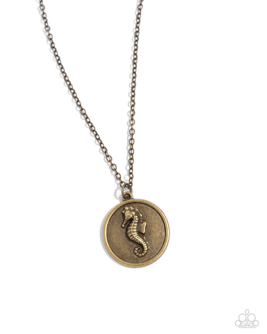 Seahorse Solo - Brass Necklace - Paparazzi Accessories