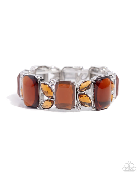 Lavish Laurels - Brown Gemstone Stretchy Bracelet - Paparazzi Accessories
