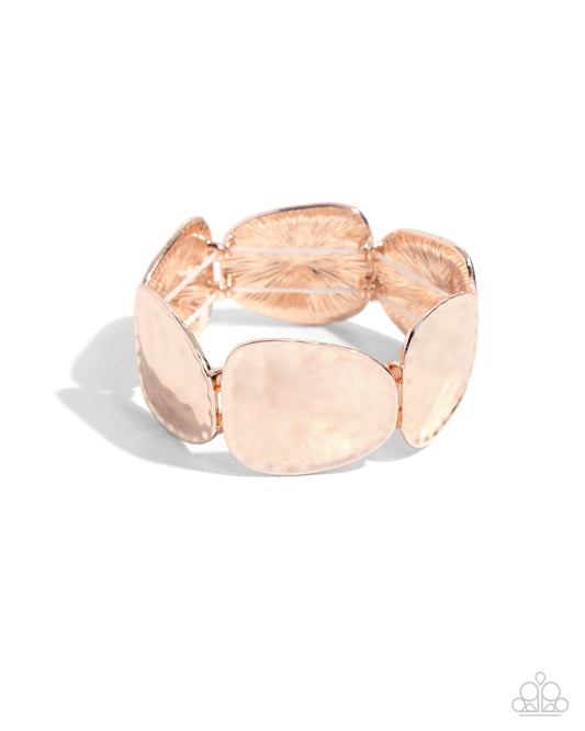 Admirably Antiqued - Rose Gold Stretchy Bracelet - Paparazzi Accessories