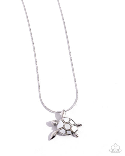 Sea Turtle Statement - White Shell Charm Necklace - Paparazzi Accessories