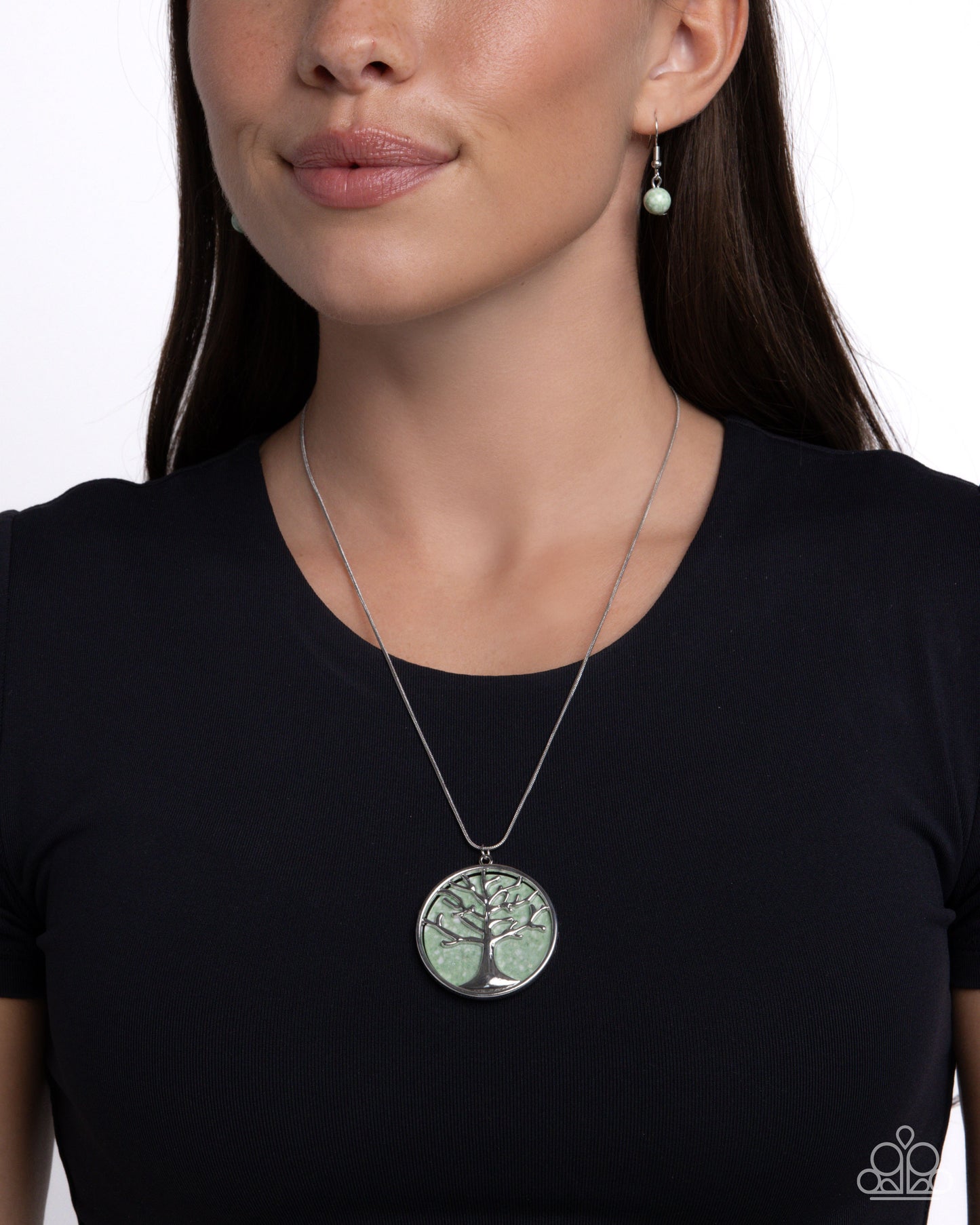 Tree Talisman - Green Stone Pendant Necklace - Paparazzi Accessories