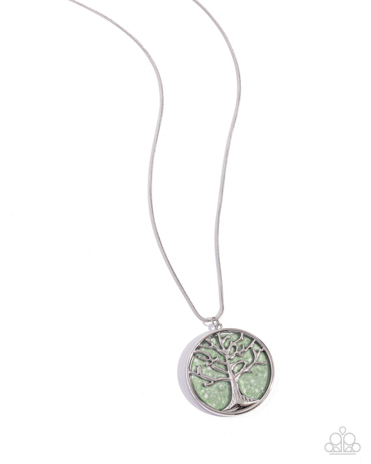 Tree Talisman - Green Stone Pendant Necklace - Paparazzi Accessories