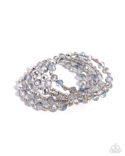 Refined Reality - Silver UV Faceted Coil Bracelet - Paparazzi Accessories