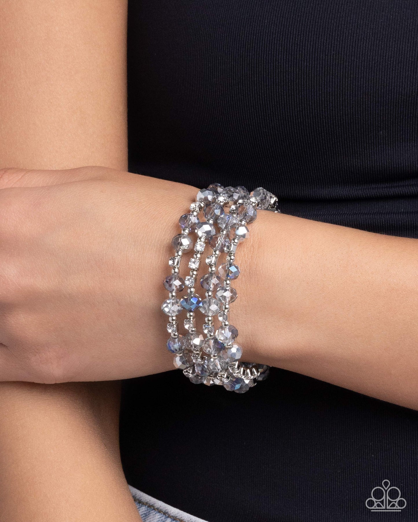 Refined Reality - Silver UV Faceted Coil Bracelet - Paparazzi Accessories