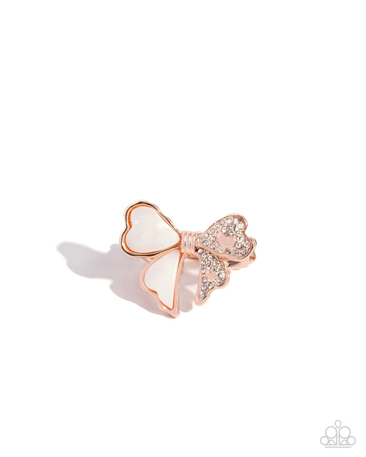 BOW-stopper - Rose Gold Bow Ring - Paparazzi Accessories