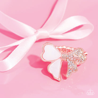 BOW-stopper - Rose Gold Bow Ring - Paparazzi Accessories