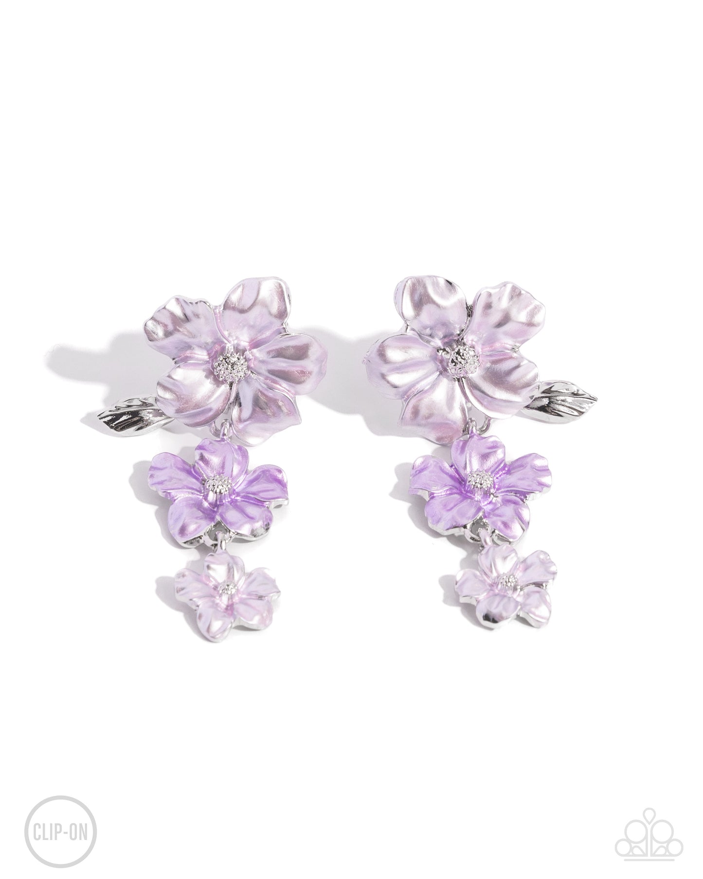 Balanced Bouquet - Purple Flower Clip-on Earrings - Paparazzi Accessories