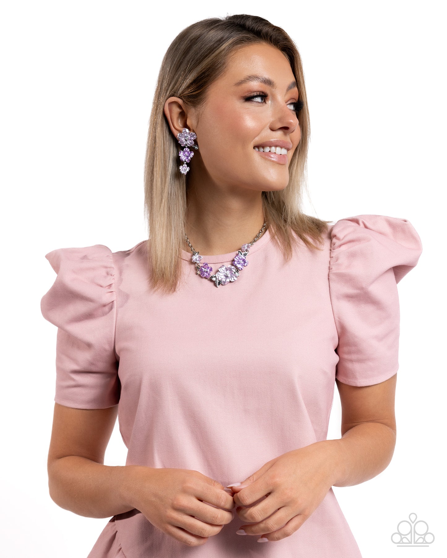 Balanced Bouquet - Purple Flower Clip-on Earrings - Paparazzi Accessories