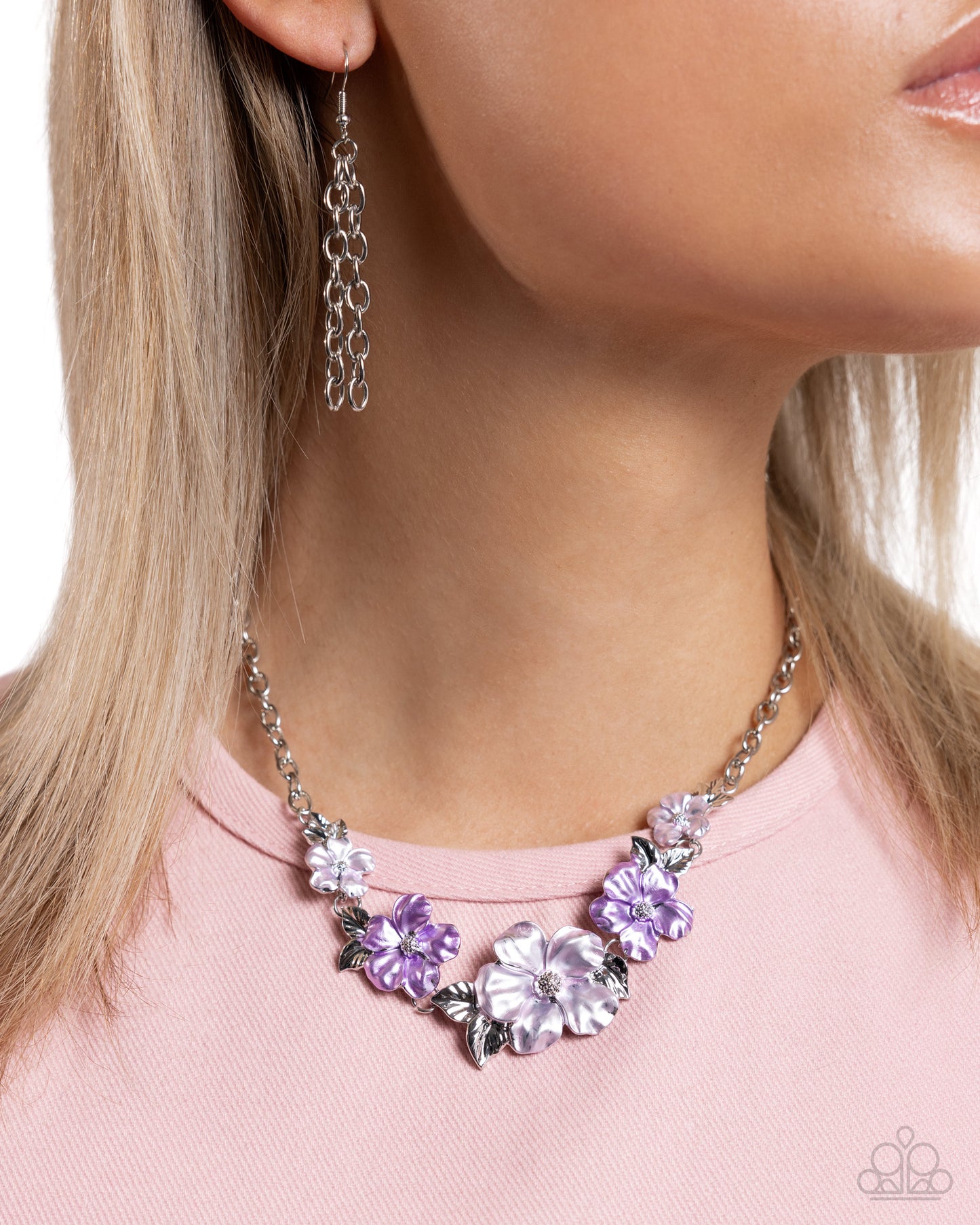 Bouquet Brilliance - Purple Flower Necklace - Paparazzi Accessories