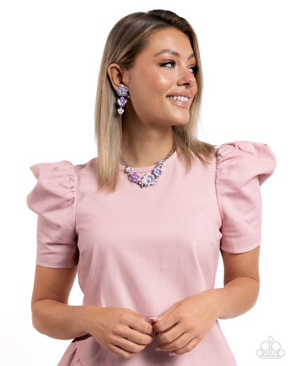 Bouquet Brilliance - Purple Flower Necklace - Paparazzi Accessories