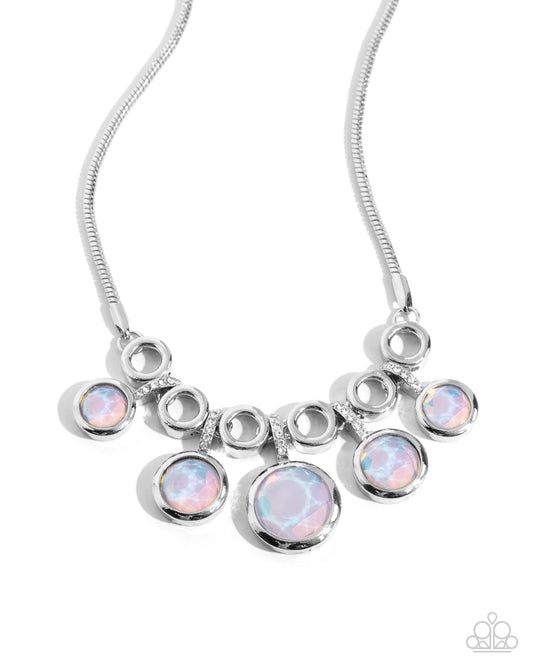 Reflective Rhapsody - Silver & Glassy Opalescent Gray Gem Necklace - Paparazzi Accessories