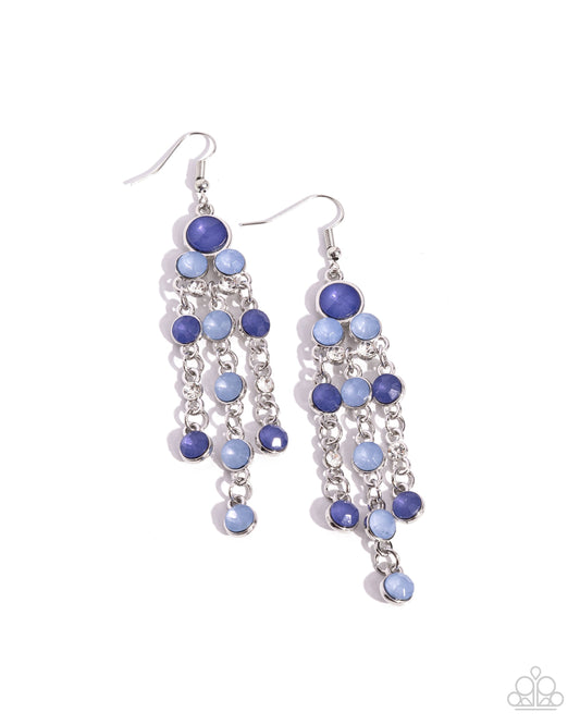 Cascading Clarity - Blue Rhinestone Silver Fishhook Earrings - Paparazzi Accessories