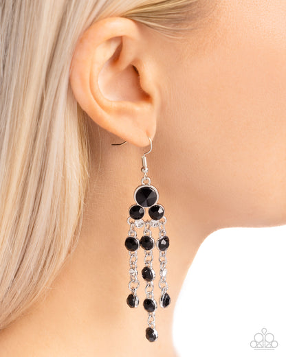 Cascading Clarity - Black Bead Fishhook Earrings - Paparazzi Accessories