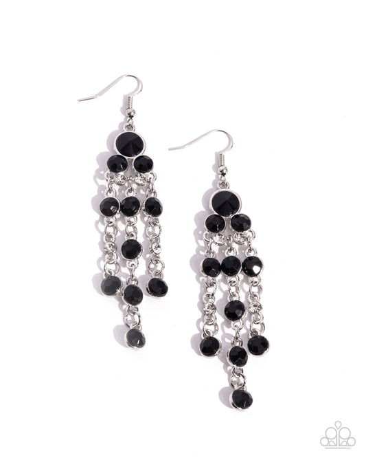 Cascading Clarity - Black Bead Fishhook Earrings - Paparazzi Accessories