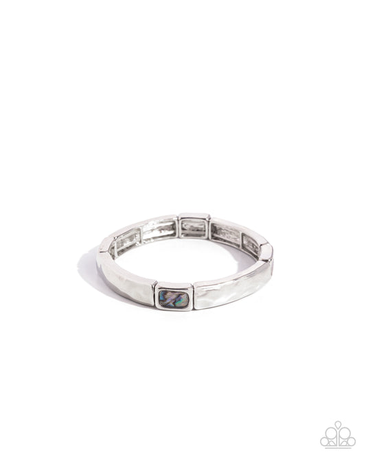 Admirable Abalone - Blue Shell Stretchy Bracelet - Paparazzi Accessories
