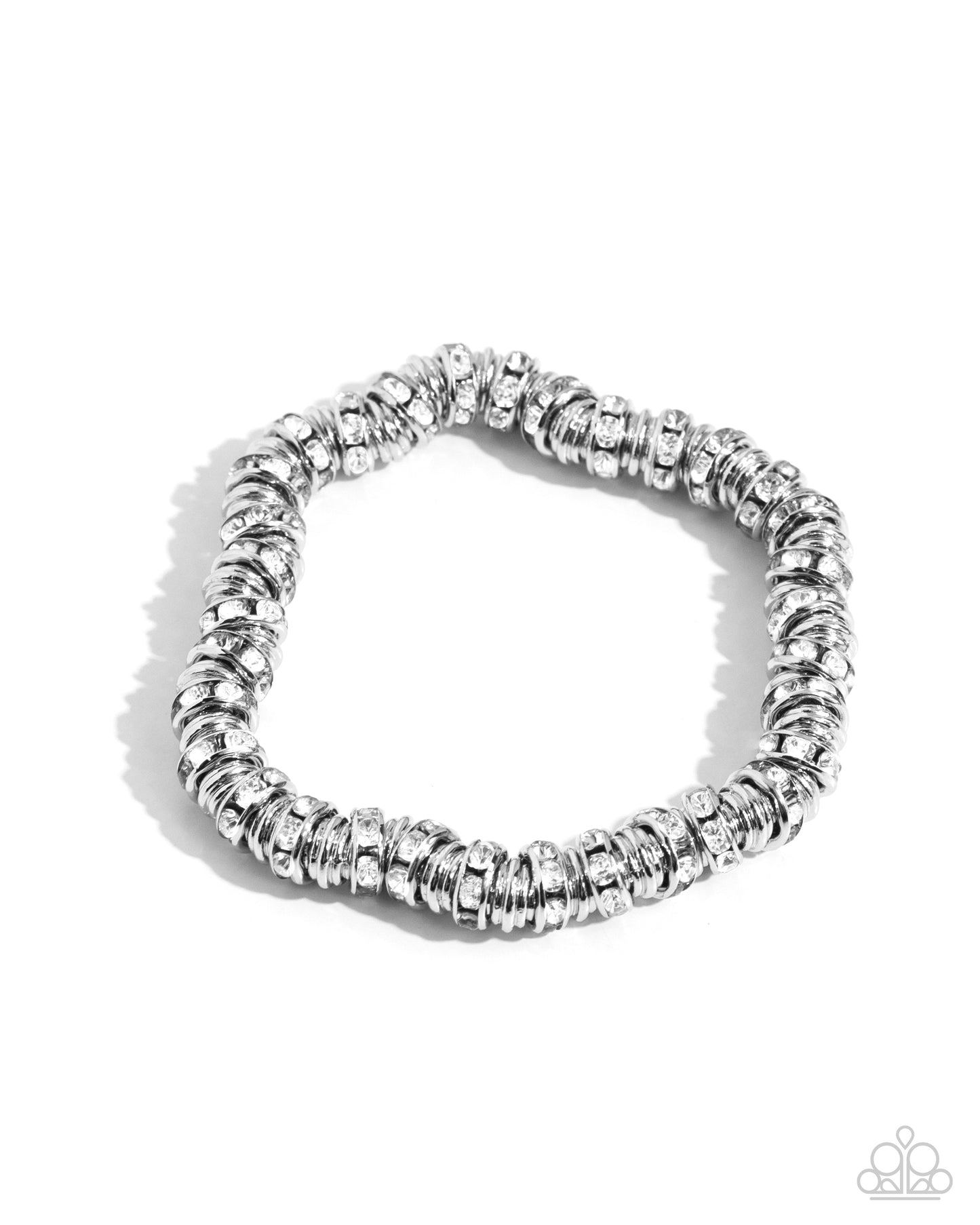 Radiant Roll Call - White Rhinestone Stretchy Bracelet - Paparazzi Accessories