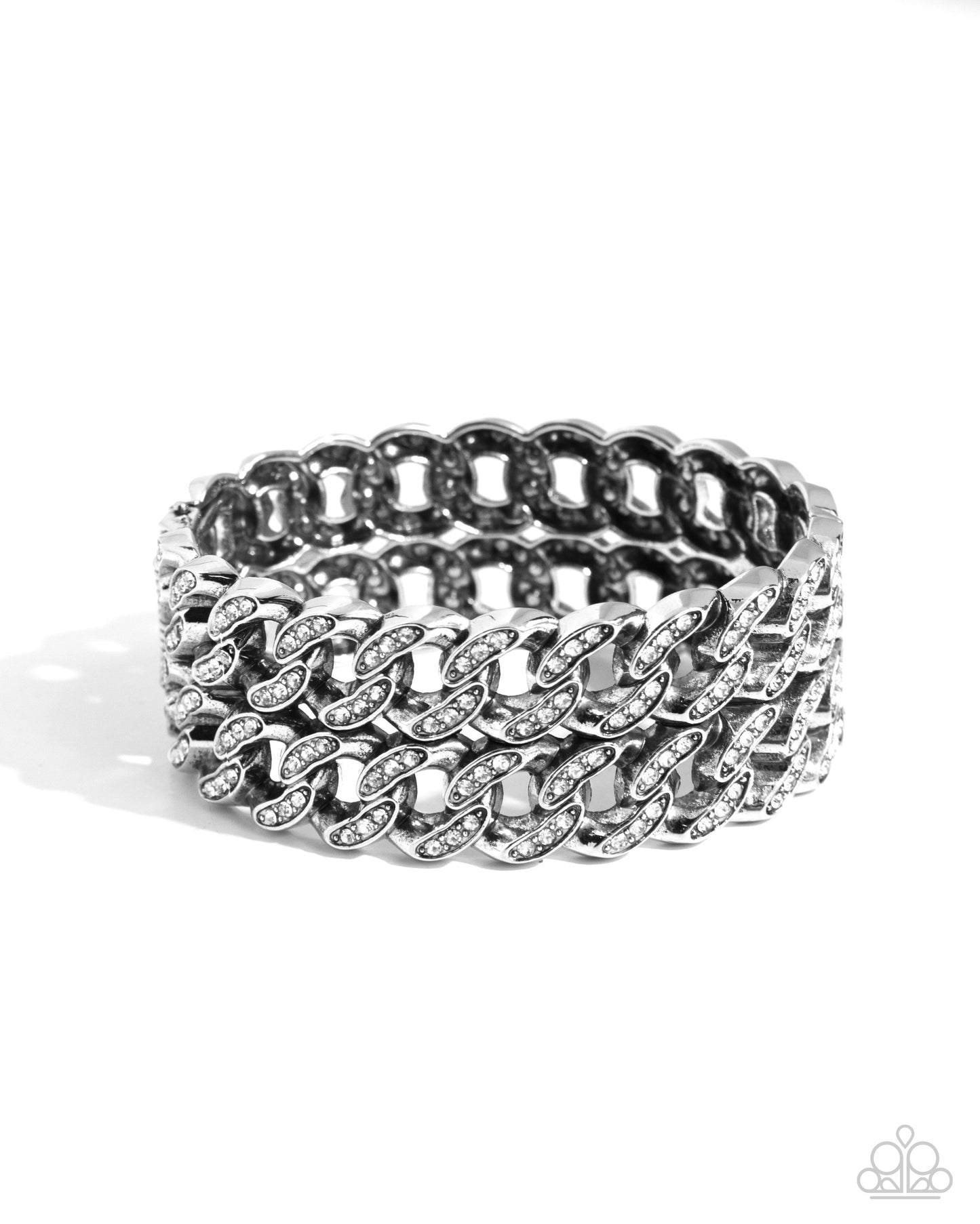 Braided Bandit - White hinge Bracelet - Paparazzi Accessories