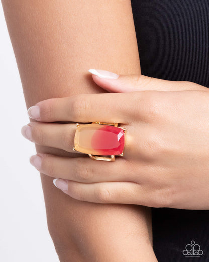 Dramatic Duo - Pink Ombre Gold Ring - Accessories