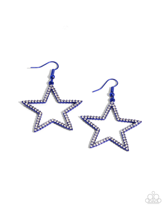 Streamlined Stars - Blue Dipped Star Fishhook Earrings - Paparazzi Accessories