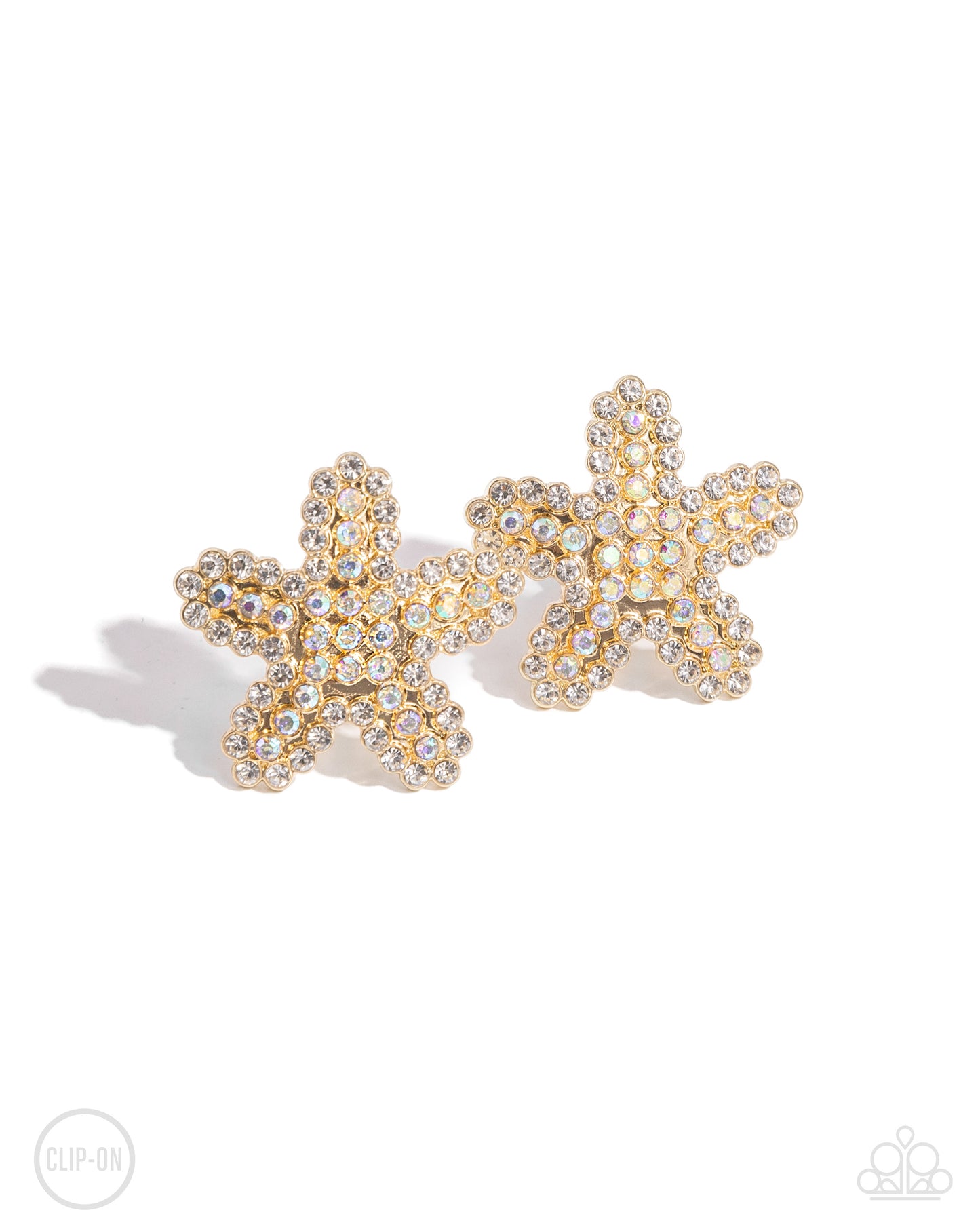 Starfish Serenade - Gold Iridescent Clip-on Earrings - Paparazzi Accessories