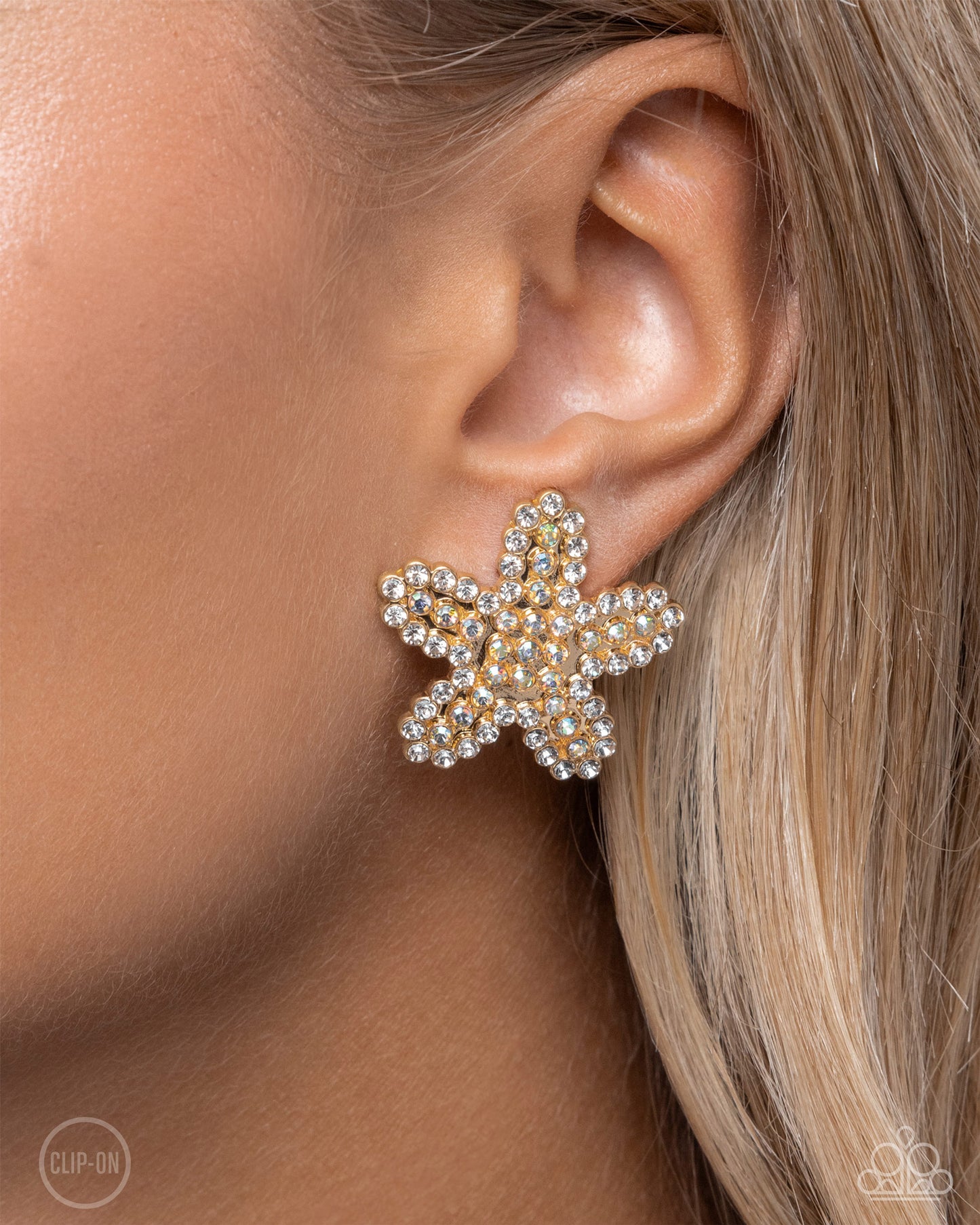 Starfish Serenade - Gold Iridescent Clip-on Earrings - Paparazzi Accessories