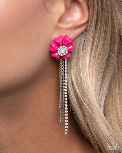 Floral Fuel - Pink Earrings - Paparazzi Accessories