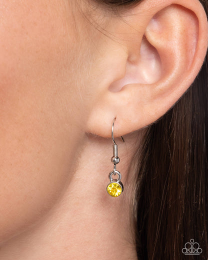 Esteemed Empire - Yellow Ombre Rhinestone Heart Necklace - Paparazzi Accessories