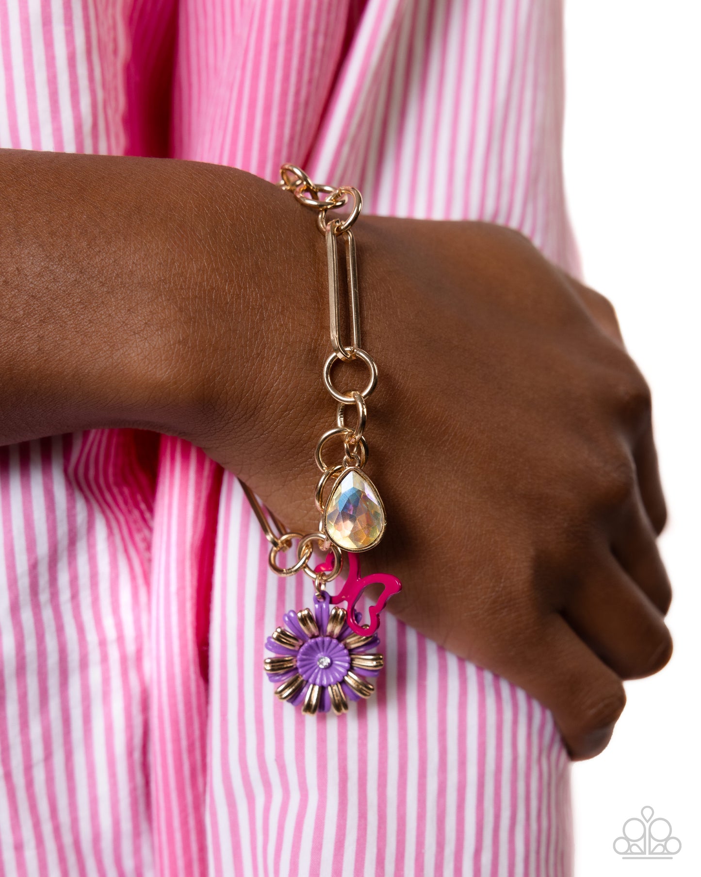 Aerial Accomplishment - Purple Butterfly Charm Bracelet - Paparazzi Accessories