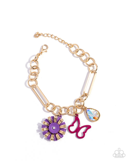 Aerial Accomplishment - Purple Butterfly Charm Bracelet - Paparazzi Accessories