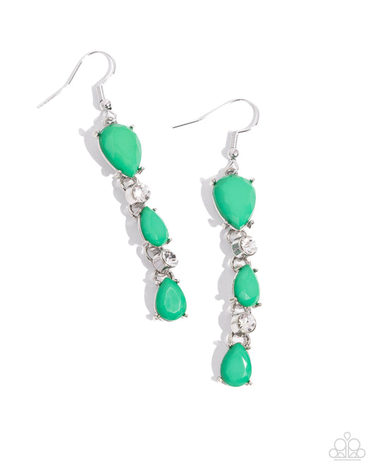 Malibu March - Green Fishhook Earrings - Paparazzi Accessories