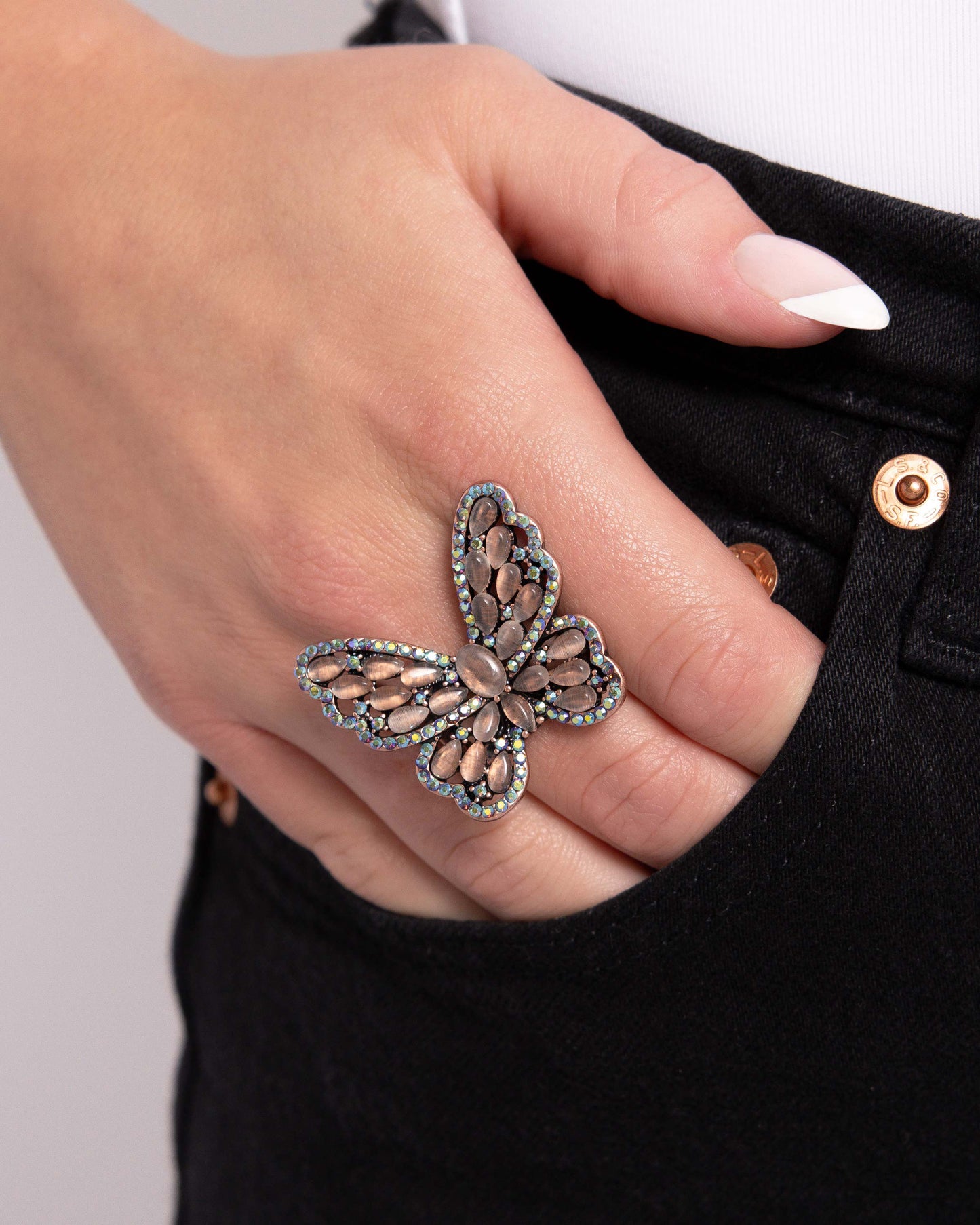 Were Soarin Flyin - Copper Butterfly Ring - Paparazzi Accessories