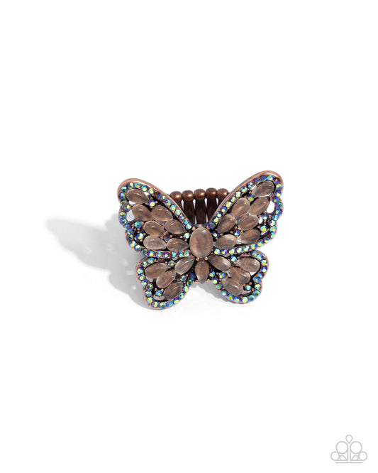 Were Soarin Flyin - Copper Butterfly Ring - Paparazzi Accessories