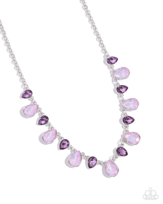 Summer Season - Purple Opalescent Teardrop Rhinestone Necklace - Paparazzi Accessories