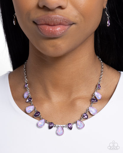 Summer Season - Purple Opalescent Teardrop Rhinestone Necklace - Paparazzi Accessories