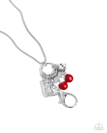 Casual Cowboy - Red Cherry, Dice, & Boot Lanyard Necklace - Paparazzi Accessories