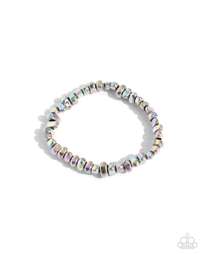 Charming Caliber - Pink Oil Spill Pebble Stretchy Bracelet - Paparazzi Accessories