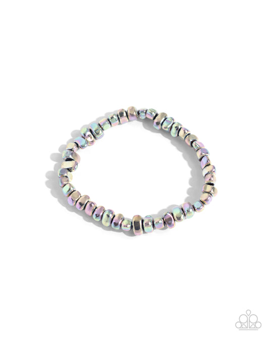 Charming Caliber - Pink Oil Spill Pebble Stretchy Bracelet - Paparazzi Accessories