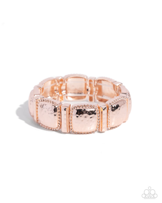 Textured Tranquility - Rose Gold Stretchy Bracelet - Paparazzi Accessories