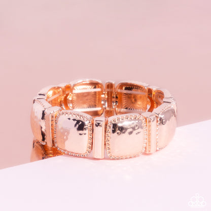 Textured Tranquility - Rose Gold Stretchy Bracelet - Paparazzi Accessories