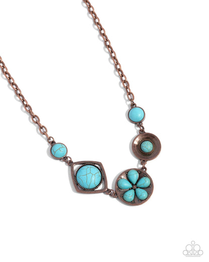 Stony Someday - Copper & Turquoise Crackle Stone Necklace - Paparazzi Accessories