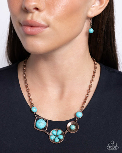 Stony Someday - Copper & Turquoise Crackle Stone Necklace - Paparazzi Accessories