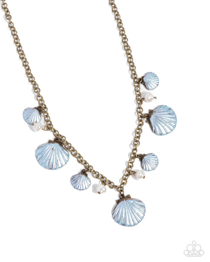 Seashell Sophistication - Brass Necklace - Paparazzi Accessories