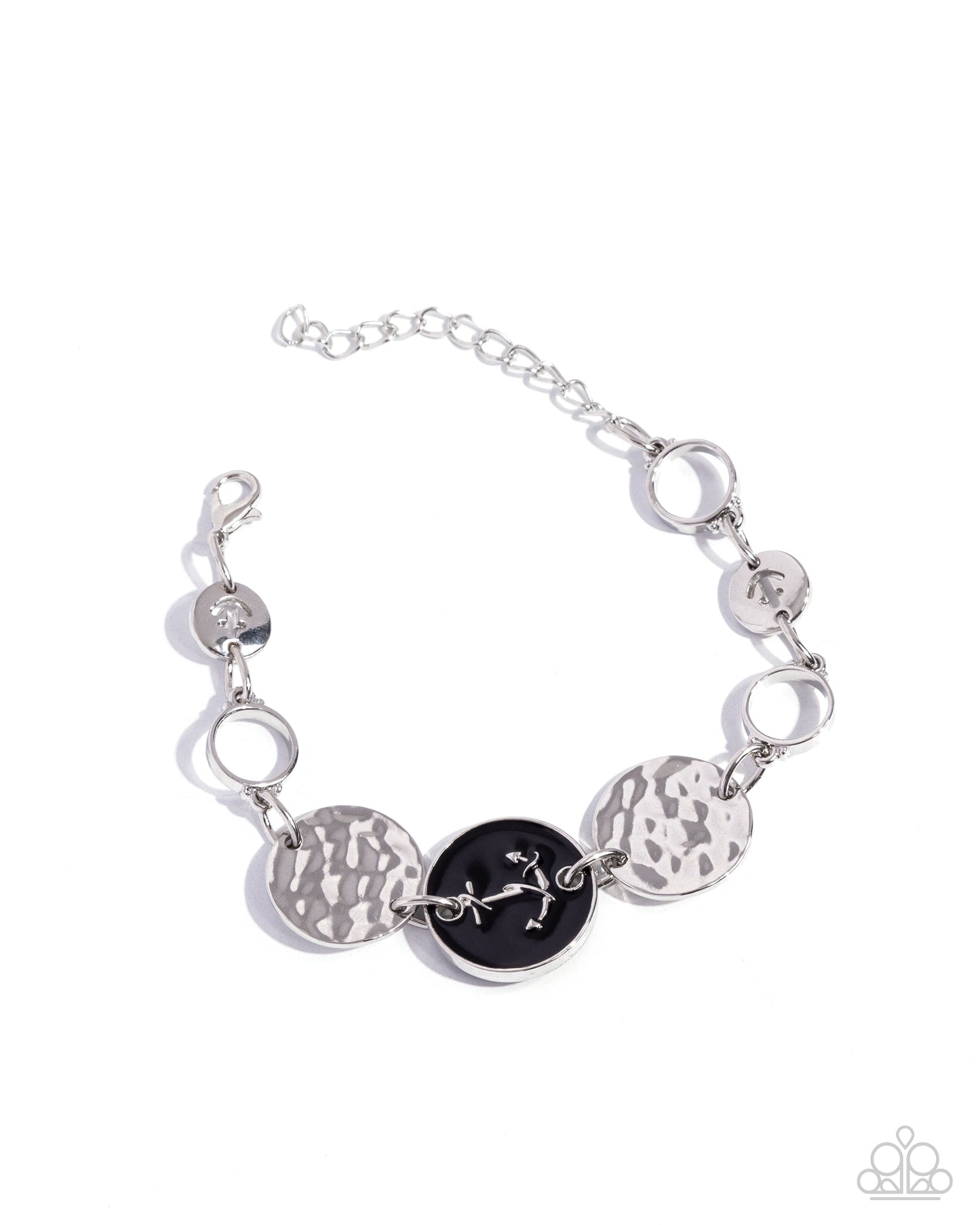 Anchor Alignment - Black Enamel Silver Clasp Bracelet - Paparazzi Accessories