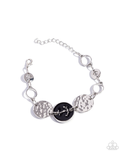Anchor Alignment - Black Enamel Silver Clasp Bracelet - Paparazzi Accessories