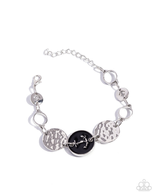 Anchor Alignment - Black Enamel Silver Clasp Bracelet - Paparazzi Accessories