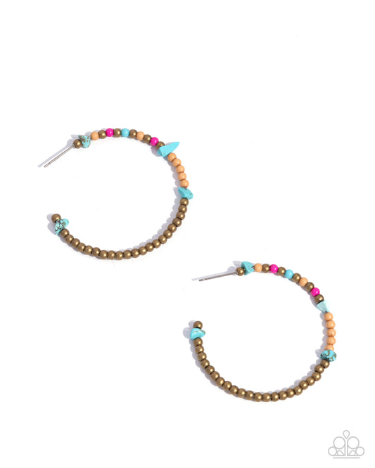 Pointed Promise - Brass Seed Bead Hoop Earrings - Paparazzi Accessories