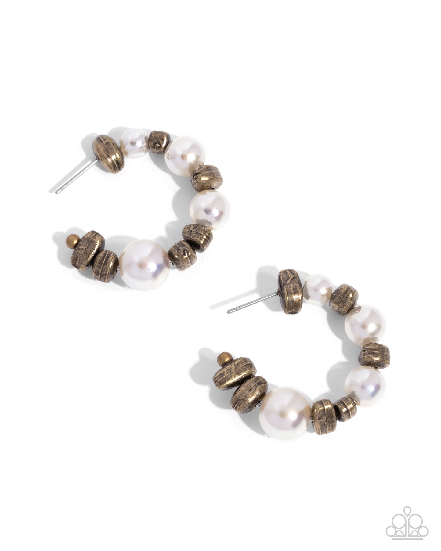 Playful Pearls - Brass Hoop Earrings - Paparazzi Accessories