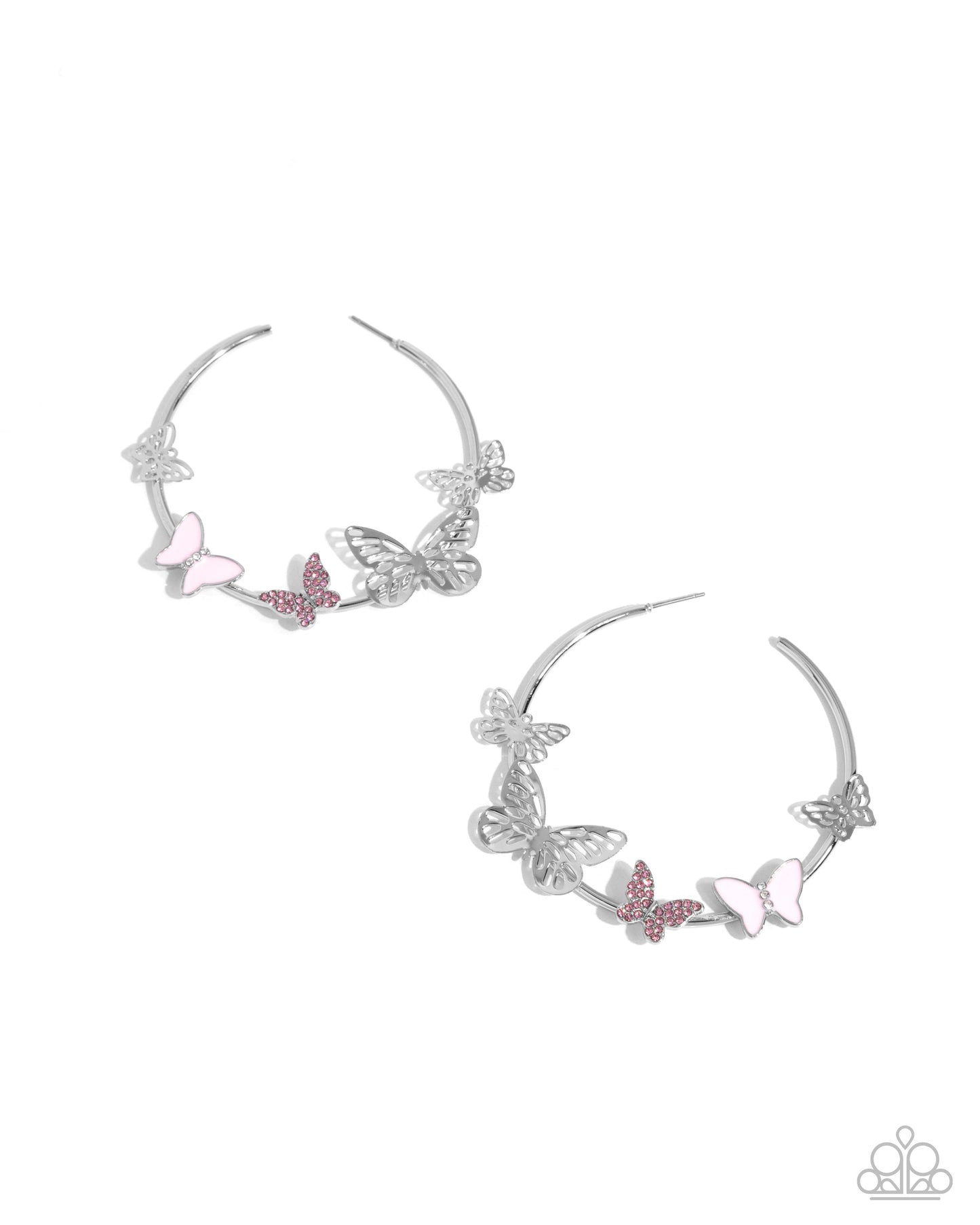Aerial Allegiance - Pink Enamel Butterfly Hoop Earrings - Paparazzi Accessories