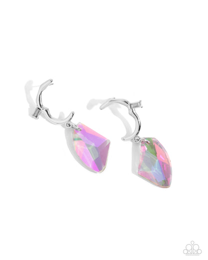 Savory Side - Multi UV Rhinestone Silver Postback Earrings - Paparazzi Accessories